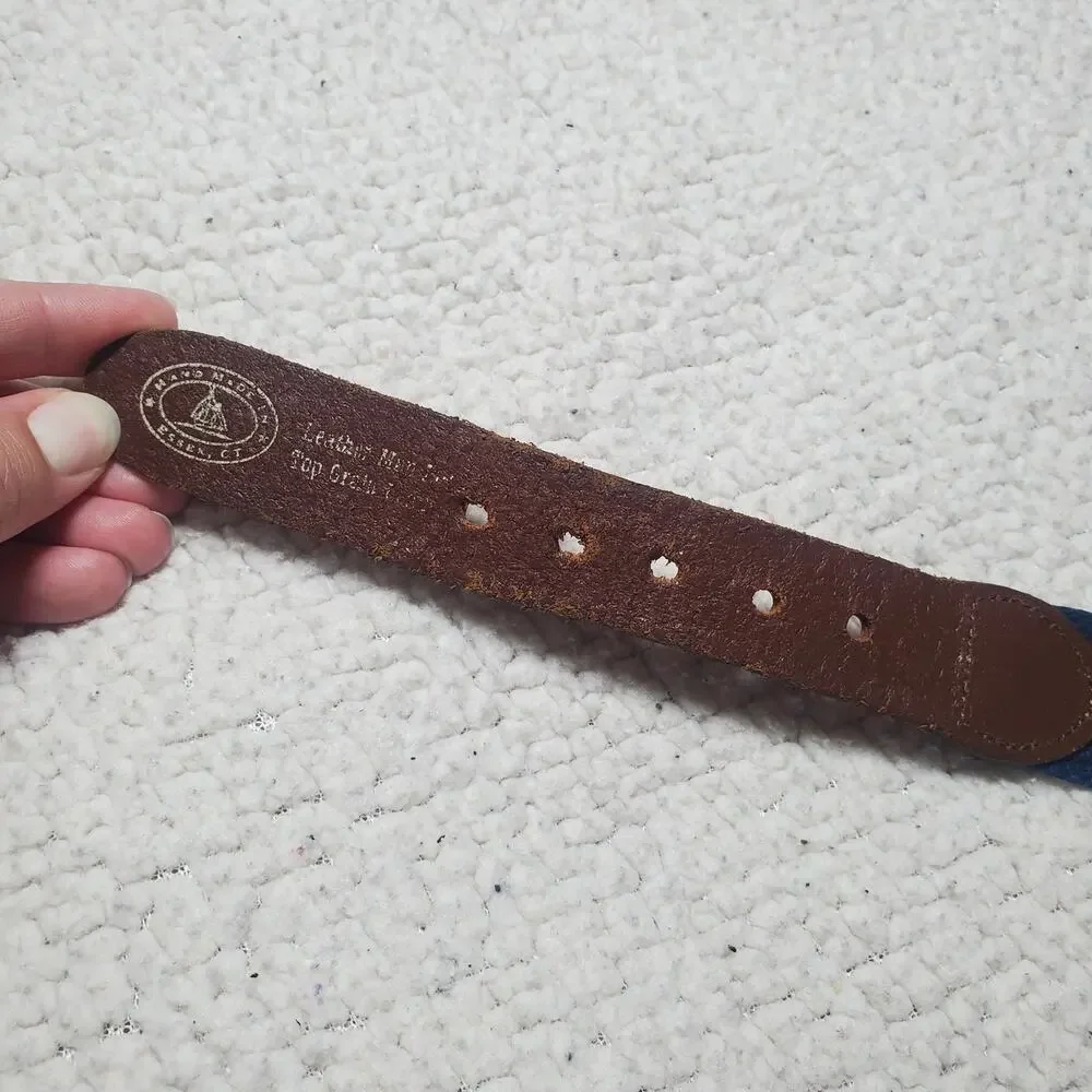 Leather Man Ltd. Fabric Shark Print Belt - Handmade in Essex, CT Preppy Coastal